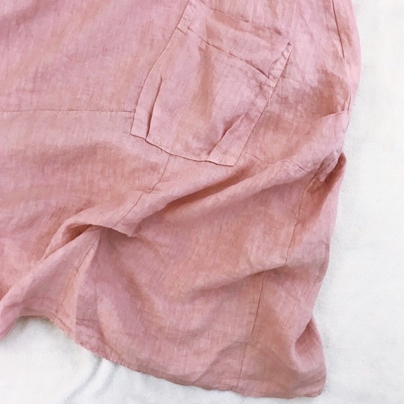 Plus Size 100% Italian Washed Linen Dress Pink NEW - Picture 6 of 8